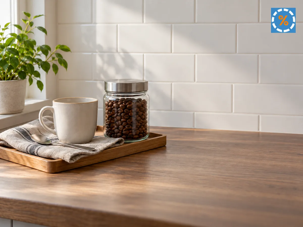 Tasse, bocal de grains et cuillère sur un plateau dans un coin café
